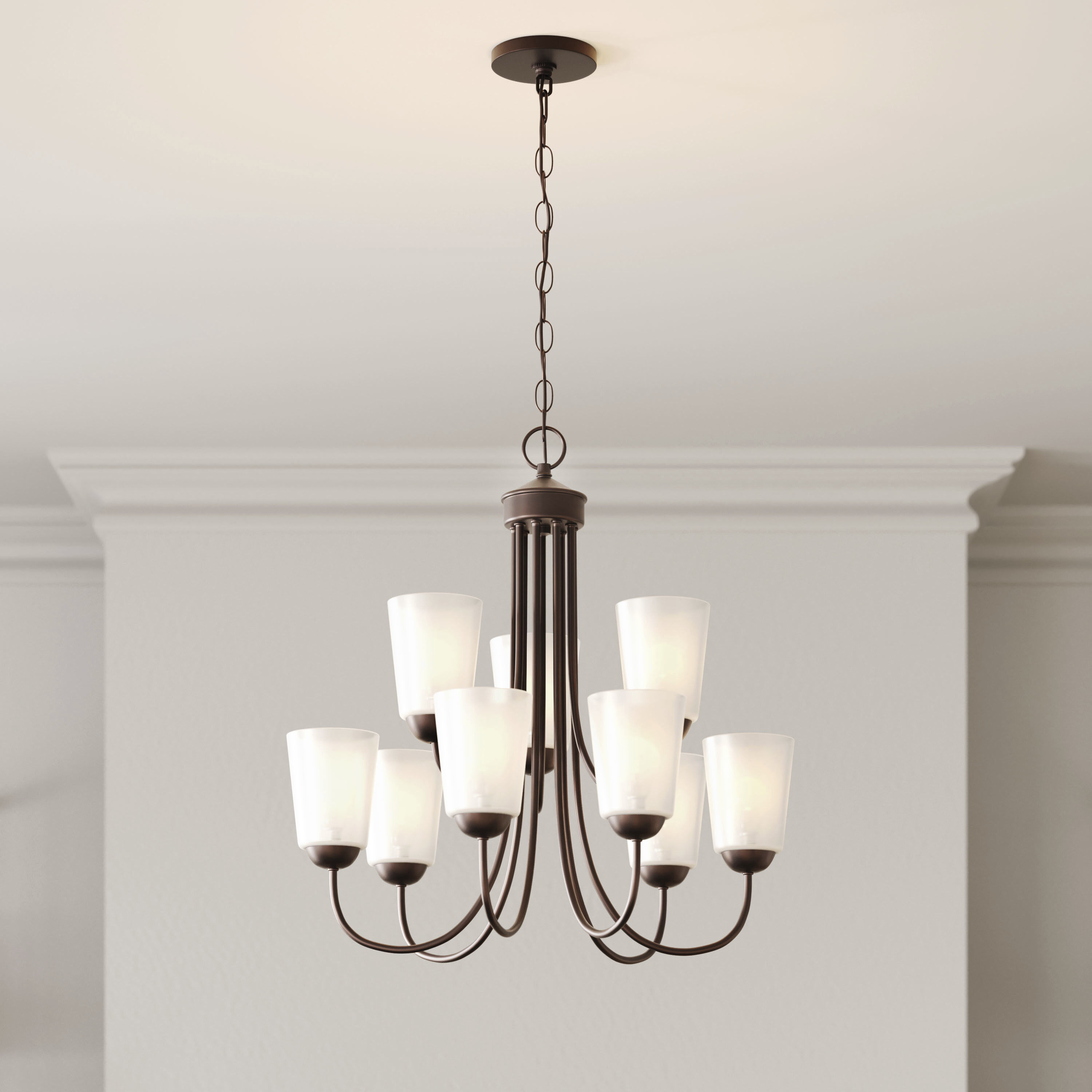 Ivey Lake 9 Light 25.25 inch Rubbed Bronze Chandelier Ceiling Light